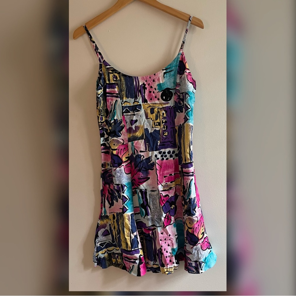 Vintage Color Abstract Print Dress